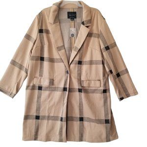 Nordstrom brand Sanctuary Catalina Camel Plaid Coat Coatigan Size 1X